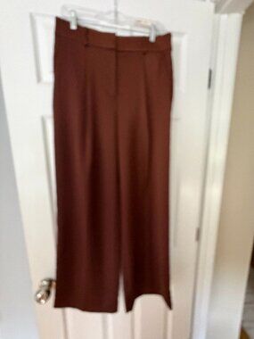 Loft Peyton Brown Pleated Satin Trousers - Size 6 NWT